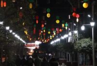 آذین بندی شهری با ریسه های رنگی و نوری جشن با شکوه نیمه شعبان در رشت